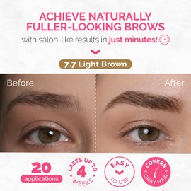 RB RENATA BEAUTY RB RENATA BEAUTY Brow Tint Kit C Eyebrow Tint Set C Dye Kit with Color Tint, Cream Developer and Styling Brush C Long-Lasting Effect Up to 4 Weeks C 30 Applications [Light Brown]