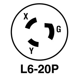 Legrand Pass & Seymour L620PCCV3 Turnlok Industrial Spec Grade Locking Plug, 20 Amp 250V, NEMA L6-20P, Black/White (1 Count)