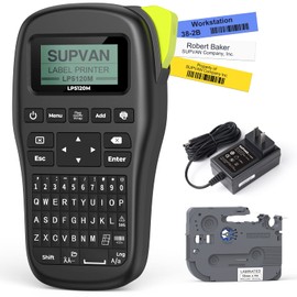 SUPVAN LP5120M Label Maker Machine with Keyboard & AC Adapter, Waterproof Thermal Transfer Label Printer with Ik+ Icons for Garage, Home, Office Organization