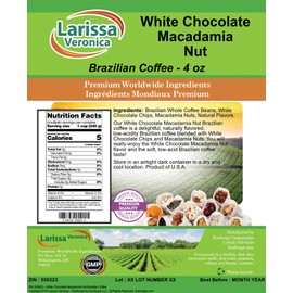 White Chocolate Macadamia Nut Brazilian Coffee (Gourmet, Naturally Flavored, Whole Coffee Beans) (4 oz, ZIN: 559323)