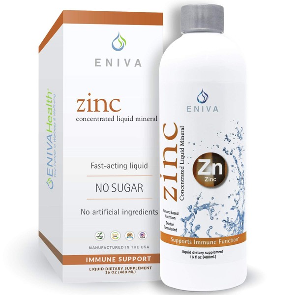 Eniva Liquid Ionic Zinc | Immune Health, Vision, Skin | Made in USA | Vegan, Low-Carb and Keto Approved | No Artificial Color or Flavor | Zero Sugar | Zero Preservatives | Doctor Formulated | - 48 Servings