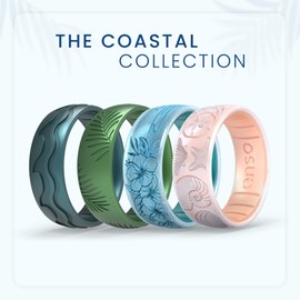 Enso Rings Etched Coastal Silicone Rings - Comfortable and Flexible Design - She Sells Seashells - Size 6