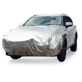 A ABSOPRO Front Half Car Cover Waterproof 210x110cm Outdoor Half Cover for Car 210D Silver Tone