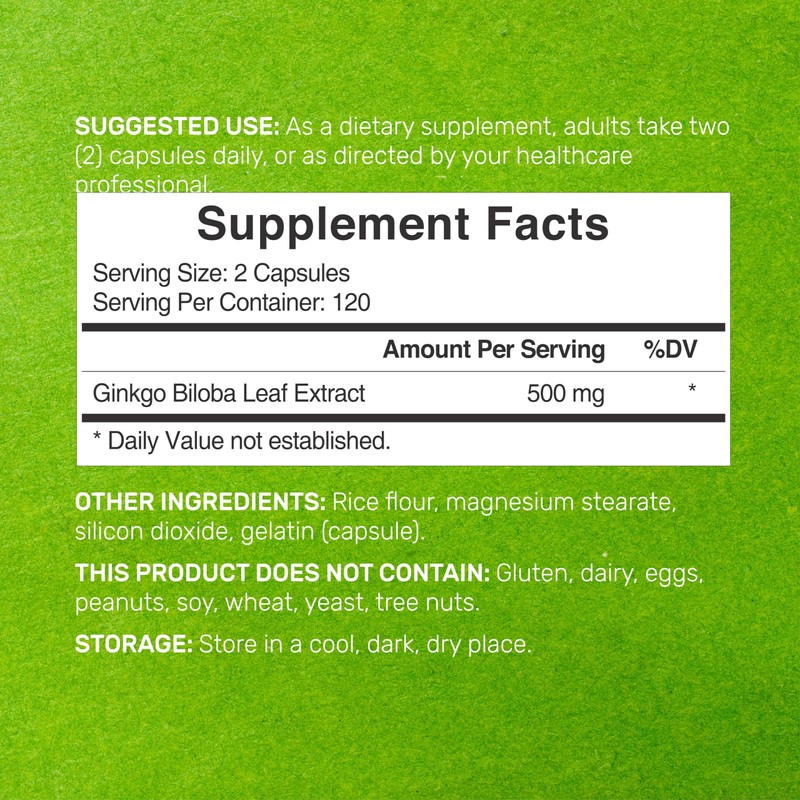 DEAL SUPPLEMENT Ginkgo Biloba 500mg Per Serving, 240 Capsules, 4