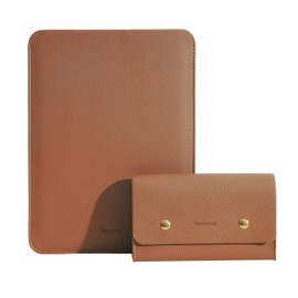 Yesmornsis PU Leather Padded Laptop Sleeve Bag 13Inch Compatible with New MacBook Air 13 A3113 M3, 2024 MacBook Pro 13 M2 A2686 with Charger Pouch Color Brown