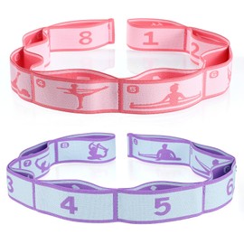 HJZHII Pack of 2 Yoga Stretching Band with 8 Loops, Elastic Yoga Stretch Band with Loops, Fitness Stretch Band, Leg Stretch Band, Elastic Resistance Bands for Exercises