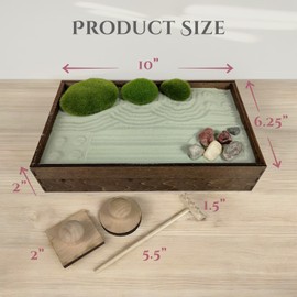 Wooden Stackable Zen Garden | Palo Verde Sand with Rake & Accessories | Minimalist Decor Gift for Relaxation