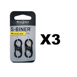 Nite Ize S-Biner MicroLock Black Locking Biners Keychain Pet Tags (3-Pack of 2)
