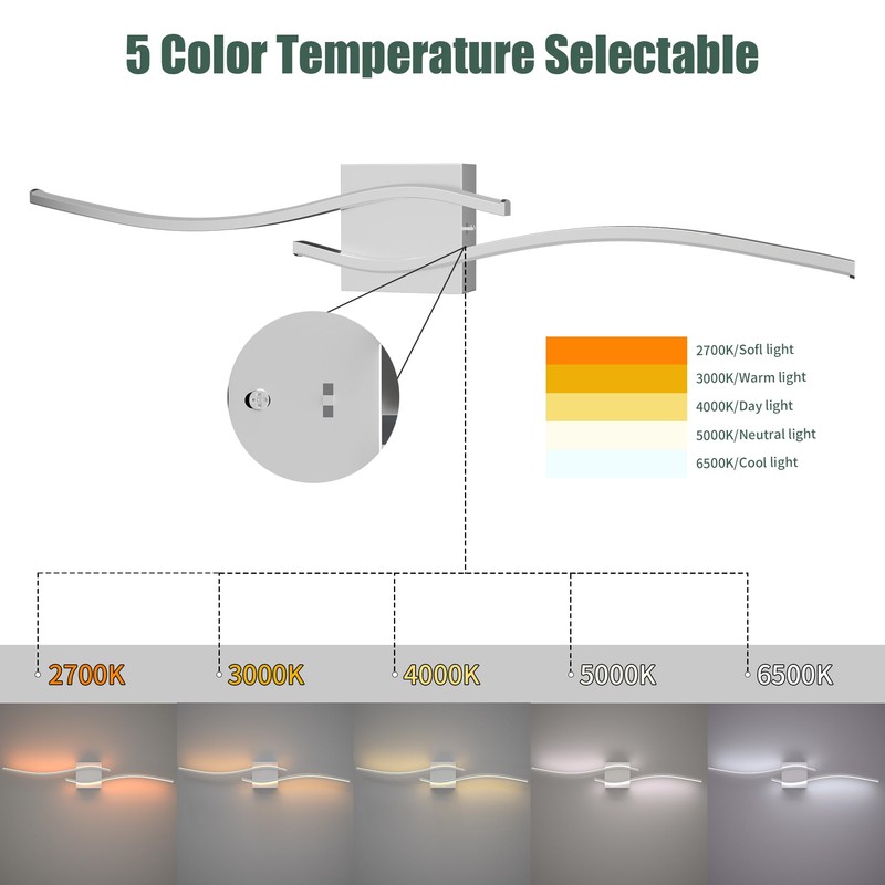 Espird 23inch Led Bathroom Vanity Light Bar, Brushed Nickel 5CCT