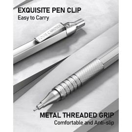 Four Candies 2PCS Metal Mechanical Pencils Set with Case, 0.5mm & 0.7 mm Artist Pencil with 6 Tubes (360PCS) HB Lead Refills, 3 Erasers,9 Eraser Refills For Writing Drafting, Drawing, Silver
