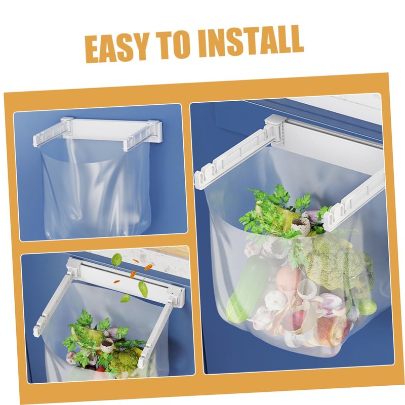 STOBAZA 2pcs Foldable Kitchen Trash Bag Holder Wall Mounted Rack