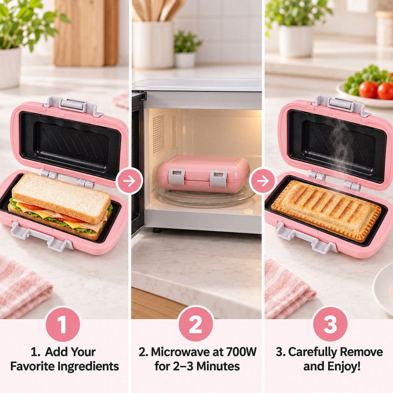 Microwave Sandwich Maker for Quick Meals – Nonstick Double-Sided Press
