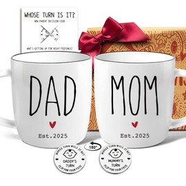 New Parents Mug Gift for Couples, New Mom Dad Mugs Est 2025, New Mom and Dad Mugs for Expecting First Time Gifts, Pregnancy Gift Est 2025, Mug Gifts Set for New Parents to Be Mother and Father-14