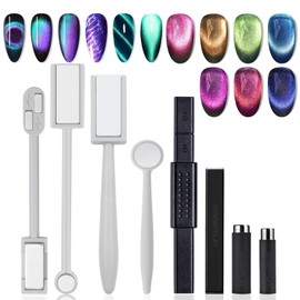 HYWWPFLAY 8Pcs Cat Eye Nail Magnet for Nail Art Multifunctional Cat Eye Gel Nail Polish Magnetic Strong Nail Art Magnet Board Cat Eye Magnets Stick Cat Eye Nails Design Manicure Tool