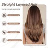 Allbell Honey Brown Wigs for Women Long Straight Layered Wig