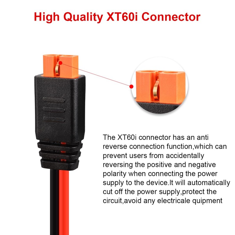 ELFCULB 10AWG Solar to XT60i Charging Cable Solar Panel Extention