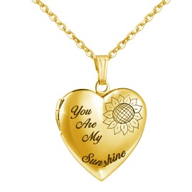 YOUFENG You are My Sunshine Necklace Sunflower Locket Necklace that Holds Pictures Heart Locket Pendant Gifts for Her (Gold Sunflower locket)