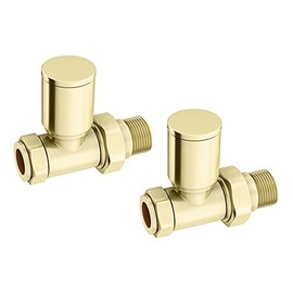 Brushed Brass Straight Radiator Valve Pair