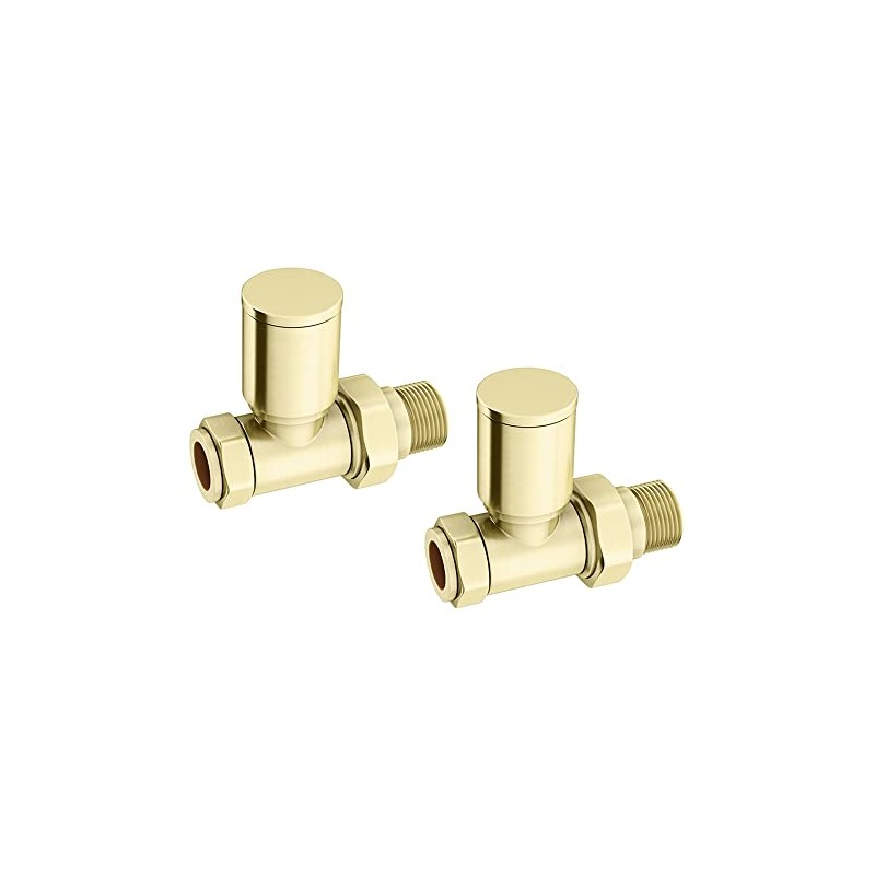 Brushed Brass Straight Radiator Valve Pair
