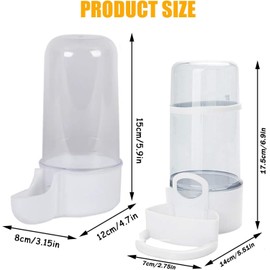 2 Pieces Bird Feeder Water Dispenser, Automatic Bird Feeder and Drinker Set for Cage, No Mess Hanging Parrot Food Bowl, Parakeet Cage Accessories for Hamsters,Pigeons,Parrot (B)
