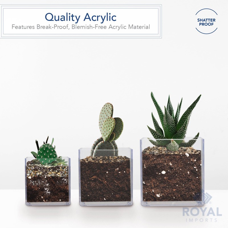 Royal Imports Clear Acrylic Flower Vase Cube – 4"x4" Plastic