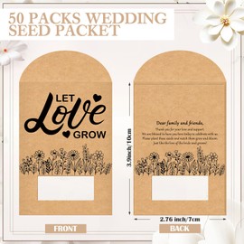 Fumete 50 Packs Wedding Favors for Guests Let Love Grow Seed Packets with Window Bulk Flower Resealable Seed Envelopes for Wedding Gifts Bridal Shower Party Souvenirs