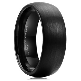 King Will Basic 2mm 4mm 6mm 8mm Tungsten Carbide Ring for Men Women Engagement Wedding Band Black/Silver/Gunmetal Domed Matte Brushed Finish Comfort Fit Size 4-15 - 8mm Black Size 9
