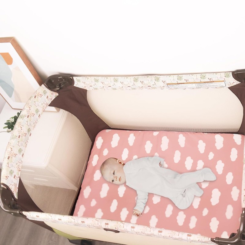 Travel Cot Fitted Sheets, 2 Pack Ultra Soft & Breathable