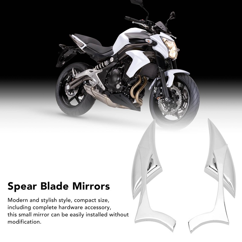 Motorcycle Spear Blade Mirrors 180 Degree Adjustable Rear View Side