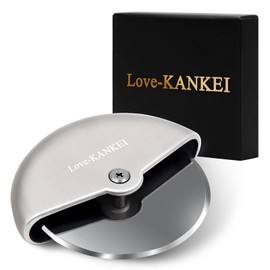 Love-KANKEI Pizza Cutter, For Home, Office, Camping, Rotating, Durable, Compact Storage, Stainless Steel