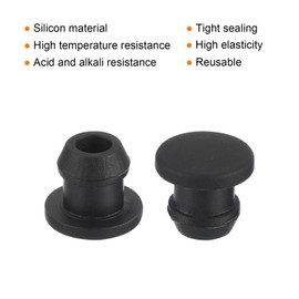 MECCANIXITY Silicone Snap in Locking Hole Plugs,Rubber Panel Seal Cover Flush Type Panel Round for Kitchen Rubber Bulkheads Waterproof Sealing Plugs 6.5mm/0.3 Inch Diameter Black,Pack of 10