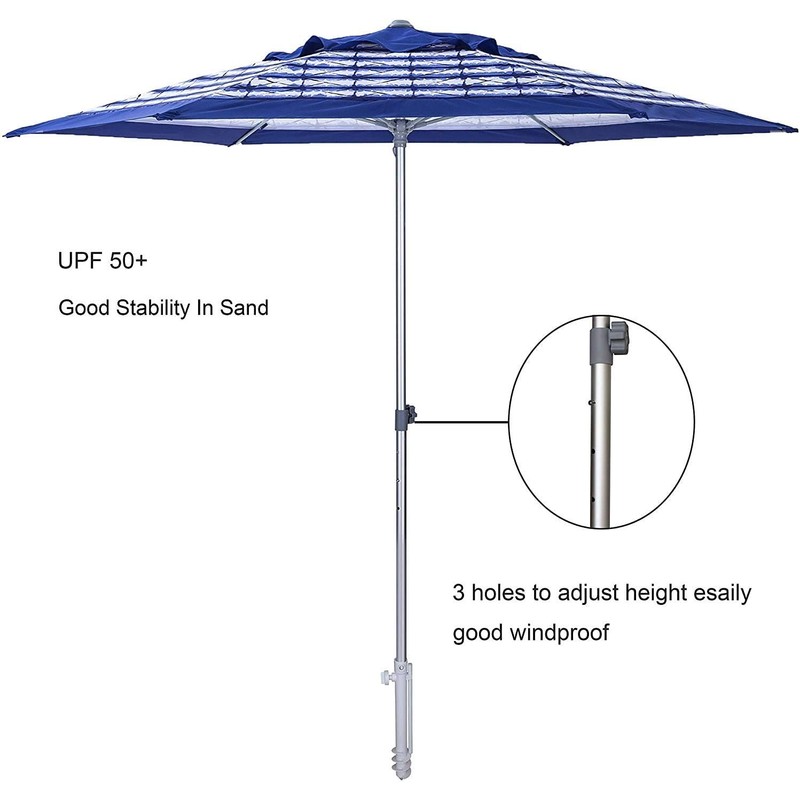 AMMSUN 8ft Fiberglass Ribs Commercial Grade Patio Beach Umbrella with