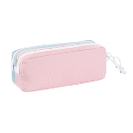 Viquel - Teknik Pastel Pencil Case with 2 Compartments Large Capacity Blue/Pink, blue / pink, Pencil case with 2 compartments