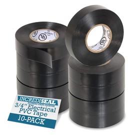 IncrediSeal Black 3/4“ PVC Electrical Tape, 20 Yds, 7.0 Mil, Commercial, Water Resistant, Flame Retardant, Plastic, Vinyl, UL Approved, 600V (10 Rolls)