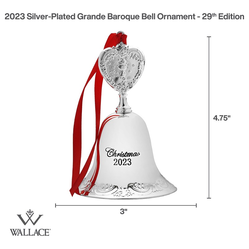 Wallace 2023 Silver Plated Grande Baroque Bell Ornament, 29th Edition