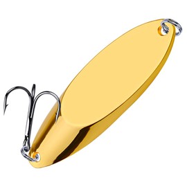Proberos Fishing Spoons Lures Bass Baits Jigging Bait Tackle with Treble Hooks Hard Metal Spoon Fishing Lure Weight Pick 10 Pcs/Pack 0.25oz Gold