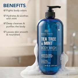 Botanic Hearth Tea Tree & Mint Body Wash & Shower Gel, 473 ml