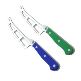 M&G 6-1/8" French Cheese Knife - Blue & Green Handles - Regular Box - Set of 2 - Designed and Made in Europe