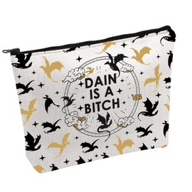 Fourth Wing Merch Bag FW Inspired Gift Romantasy Fantasy Bookish Gift Dragon Rider Makeup Bag Dain is A B*tch Cosmetic Bag (DAIN C)