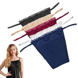 5 Pcs Lady Lace Clip-On Mock Camisole Bra, Anti Peep Invisible Bra Vest for Women, Modesty Panel for Low Cut Tops Suitable for Low Cut Tops(Multicolour)