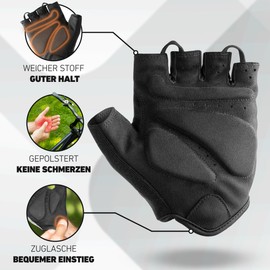 Valkental® - Cycling Gloves with Gel Padding, Non-Slip & Breathable, Cycling Gloves for Men and Women, Fingerless Cycling Gloves, MTB/Road Bike/Trekking, Short & Light