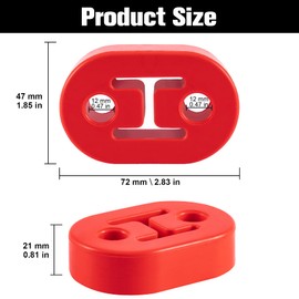 SINGARO SINGARO Rubber Exhaust Hanger, Muffler Exhaust System, Heavy Insulator Support Bushing Installation, 2 Holes 0.47 Inch, High-Density Tailpipe Damping Hanger (2PCS Red)