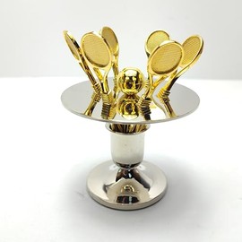 Set of 6 Tennis Racquet Hors d'Oeuvre Appetizer Picks/Cocktail Picks/Martini Picks/Olive Sticks in Tennis Ball Shaped Holders