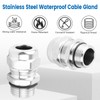 2 Pcs 1/4" NPT Stainless Steel Waterproof Cable Gland, IP68