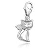 Sparkly (CZ) Kitty CAT Sterling Silver Clip-On Charm - for