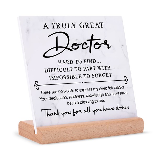Afterprints Doctor Gifts - Thank You Doctor Plaque with Wooden Stand, Doctors Appreciation Gifts, Unique Gifts for Doctors Men Women on Birthday Retirement Christmas