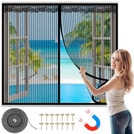 EMAGIE Mosquitero Magnetico para Ventana: 120x150cm Cortina de Malla Mosquitera con Iman Cinta Adhesiva Mosquitera Magnética para Ventana, Cortina Magnética de Malla Mosquitera para Salón Casa