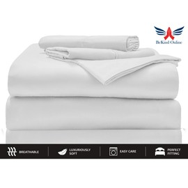 Split Queen Sheet Set for Adjustable Bed, 100% Egyptian Cotton 1000 Thread Count, 24-Inch Extra Deep Pockets Split Queen Bedsheet with 2 Fitted, 1 Flat, 2 Pillow Cases, Sateen Weave - White