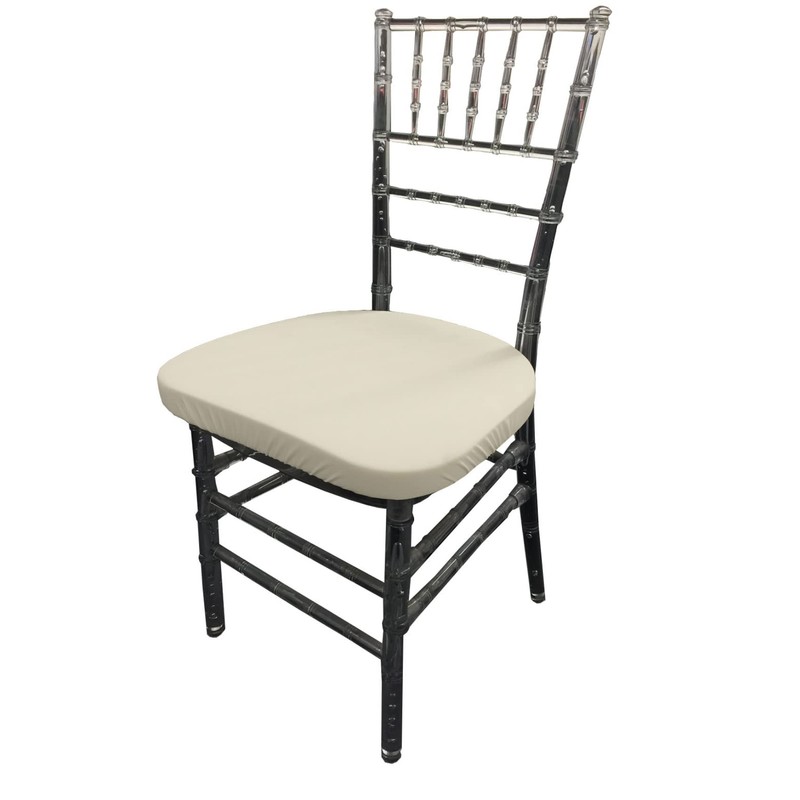 LA Linen Pack-4 Spandex Chiavari Chair Cushion Cover,Ivory