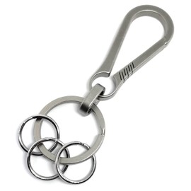 TAKES Carabiner Titanium Key Chain Key Ring Stylish Key Chain Metal Fittings Men's Sturdy Lightweight (with Connection Ring Included), 3-ring simple